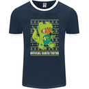 Christmas Official Santa T-Rex Dinosaur Mens Ringer T-Shirt FotL Navy Blue/White