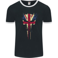 Union Jack Skull Gym St. George's Day Mens Ringer T-Shirt FotL Black/White