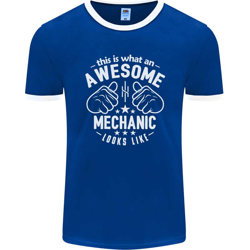 This Is What an Awesome Mechanic Looks Like Mens Ringer T-Shirt FotL Royal Blue/White