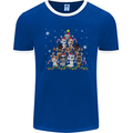 Christmas Cat Tree Funny Xmas Mens Ringer T-Shirt FotL Royal Blue/White