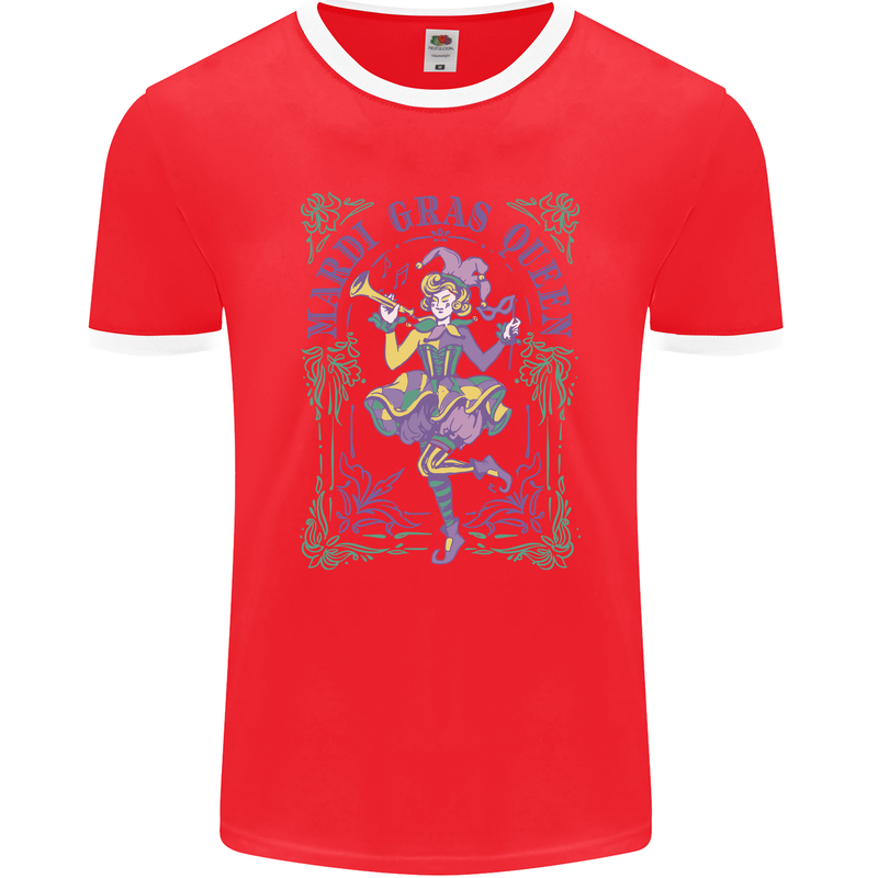 The Mardi Gras Queen Mens Ringer T-Shirt FotL Red/White