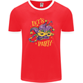 Mardi Gras Lets Party Mens Ringer T-Shirt FotL Red/White