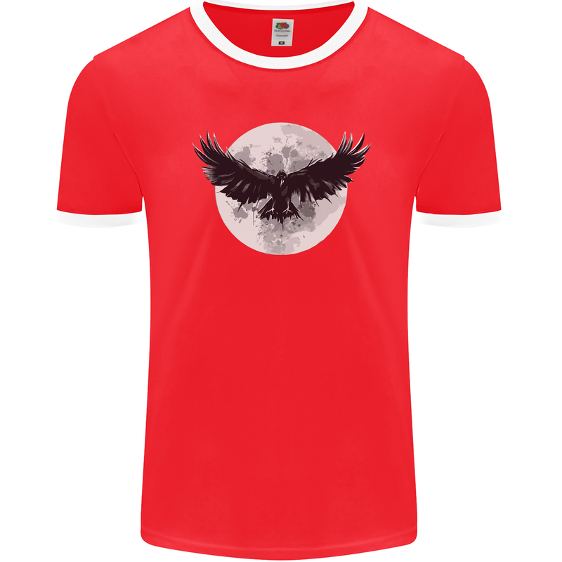 Raven Moon Vikings Mens Ringer T-Shirt FotL Red/White