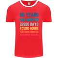 80th Birthday 80 Year Old Mens Ringer T-Shirt FotL Red/White