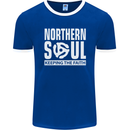 Northern Soul Vinyl 33rpm Record Insert Mens Ringer T-Shirt FotL Royal Blue/White
