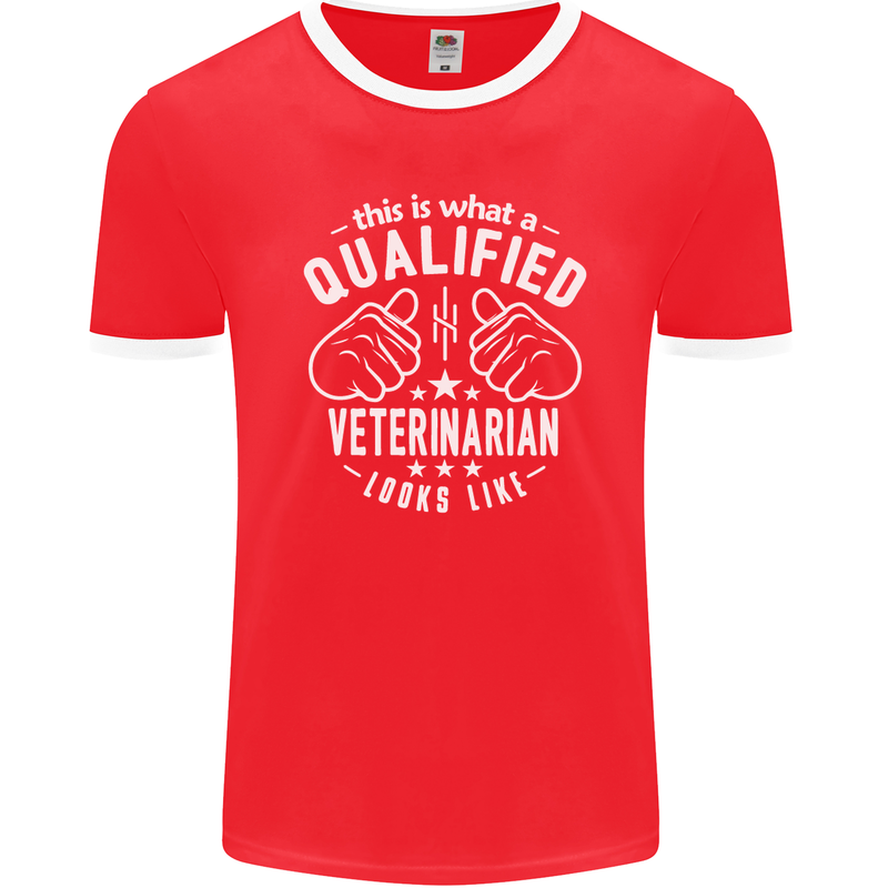 A Qualified Veternarian Looks Like Mens Ringer T-Shirt FotL Red/White