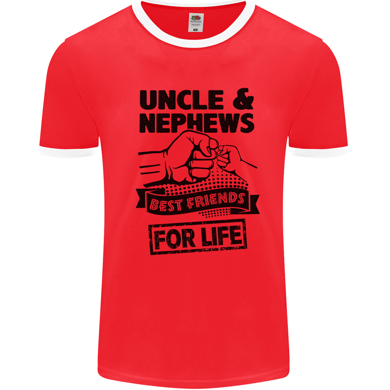 Uncle & Nephews Best Friends Day Funny Mens White Ringer T-Shirt Red/White