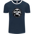 A Skull in Thorns Gothic Christ Jesus Mens Ringer T-Shirt FotL Navy Blue/White