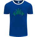 Weed Pulse Heart Cannabis Drugs ECG Mens Ringer T-Shirt FotL Royal Blue/White