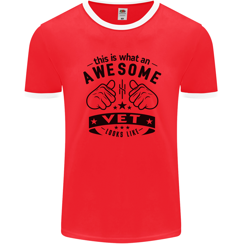 Awesome Vet Looks Like Veterinarian Mens Ringer T-Shirt FotL Red/White