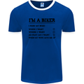 Motorcycle I'm a Biker When My Wife Funny Mens Ringer T-Shirt FotL Royal Blue/White