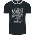 Cafe Racer Skull Motorcycle Biker Motorbike Mens Ringer T-Shirt FotL Black/White