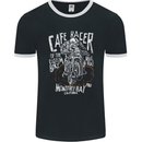 Cafe Racer Skull Motorcycle Biker Motorbike Mens Ringer T-Shirt FotL Black/White