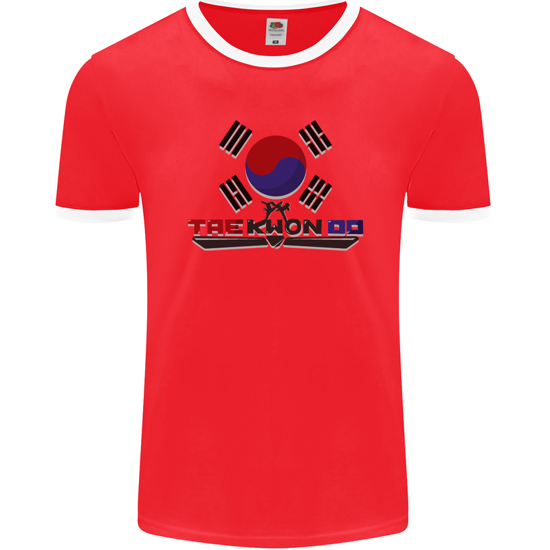 "Taekwondo Fighter Mixed Martial Arts MMA " Mens Ringer T-Shirt FotL Red/White