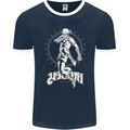 Muay Thai Skeleton MMA Mixed Martial Arts Mens Ringer T-Shirt FotL Navy Blue/White