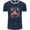 Fungi Magic Mushrooms Trippy LSD Mens Ringer T-Shirt FotL Navy Blue/White