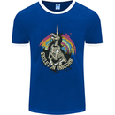 Skeleton Unicorn Skull Heavy Metal Rock Mens Ringer T-Shirt FotL Royal Blue/White