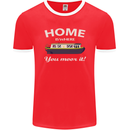 Home Is Where You Moor It Long Boat Barge Mens Ringer T-Shirt FotL Red/White