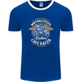 Biker Custom Cafe Racer Motorcycle Mens Ringer T-Shirt FotL Royal Blue/White