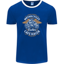 Biker Custom Cafe Racer Motorcycle Mens Ringer T-Shirt FotL Royal Blue/White