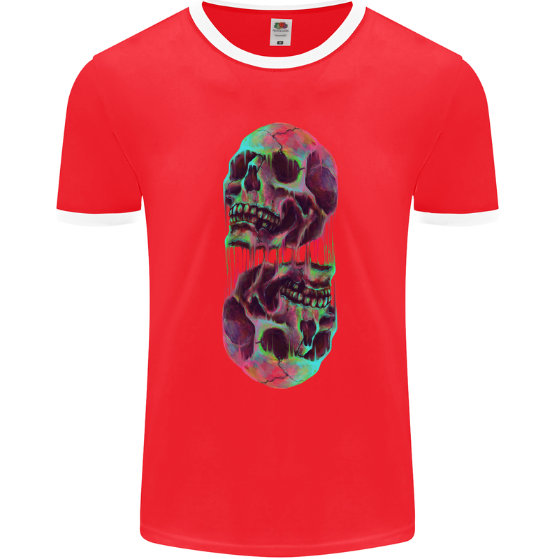 Synthesize Skulls Mens Ringer T-Shirt FotL Red/White