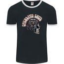 Gasoline Soul Biker Skull Motorbike Chopper Mens Ringer T-Shirt FotL Black/White