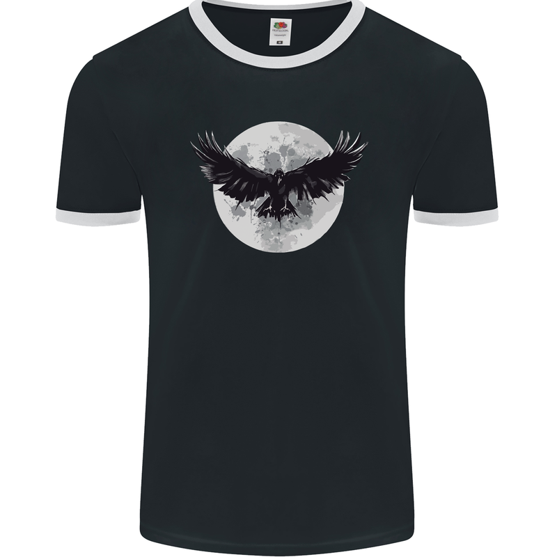 Raven Moon Vikings Mens Ringer T-Shirt FotL Black/White