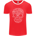 A Skull Made with Bicycles Cyclist Cycling Mens Ringer T-Shirt FotL Red/White