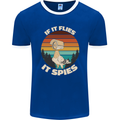 If Flies it Spies Conspiracy Theory Birds Funny Mens Ringer T-Shirt FotL Royal Blue/White