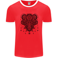 A Mandala Deer Mens White Ringer T-Shirt Red/White