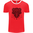 A Mandala Deer Mens White Ringer T-Shirt Red/White