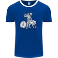 Viking With a Wolf and Shield Thor Valhalla Mens Ringer T-Shirt FotL Royal Blue/White