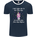 How To Act My Age Funny Unicorn Birthday Mens Ringer T-Shirt FotL Navy Blue/White