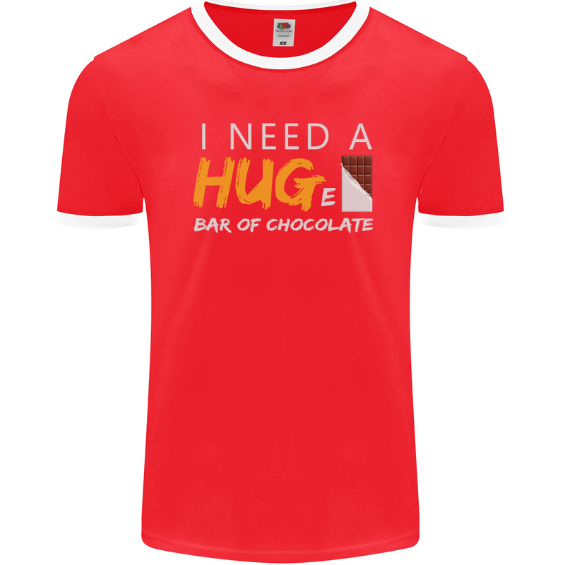 I Need a Huge Bar of Chocolate Mens Ringer T-Shirt FotL Red/White