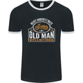 Old Man Motorcycle Motorbike Biker Funny Mens Ringer T-Shirt FotL Black/White