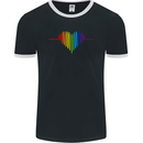 LGBT Gay Pulse Heart Gay Pride Awareness Mens Ringer T-Shirt FotL Black/White