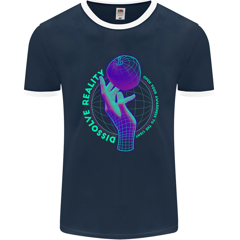 Dissolve Reality Mental Awareness Mens Ringer T-Shirt FotL Navy Blue/White