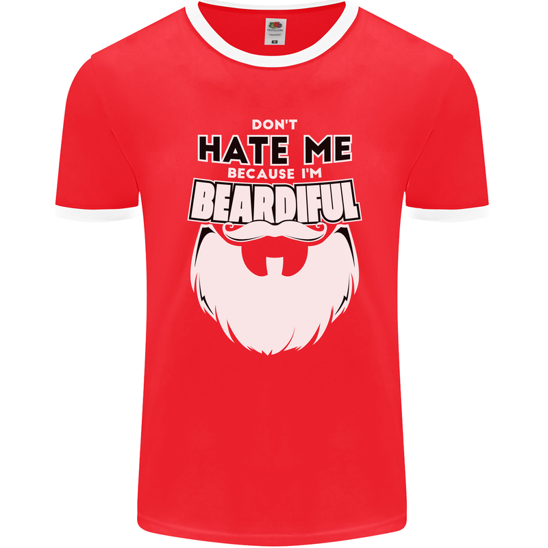 Beardiful Funny Beard Mens Ringer T-Shirt FotL Red/White
