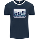 Snowboarding Evolution Funny Snowboarder Mens Ringer T-Shirt FotL Navy Blue/White