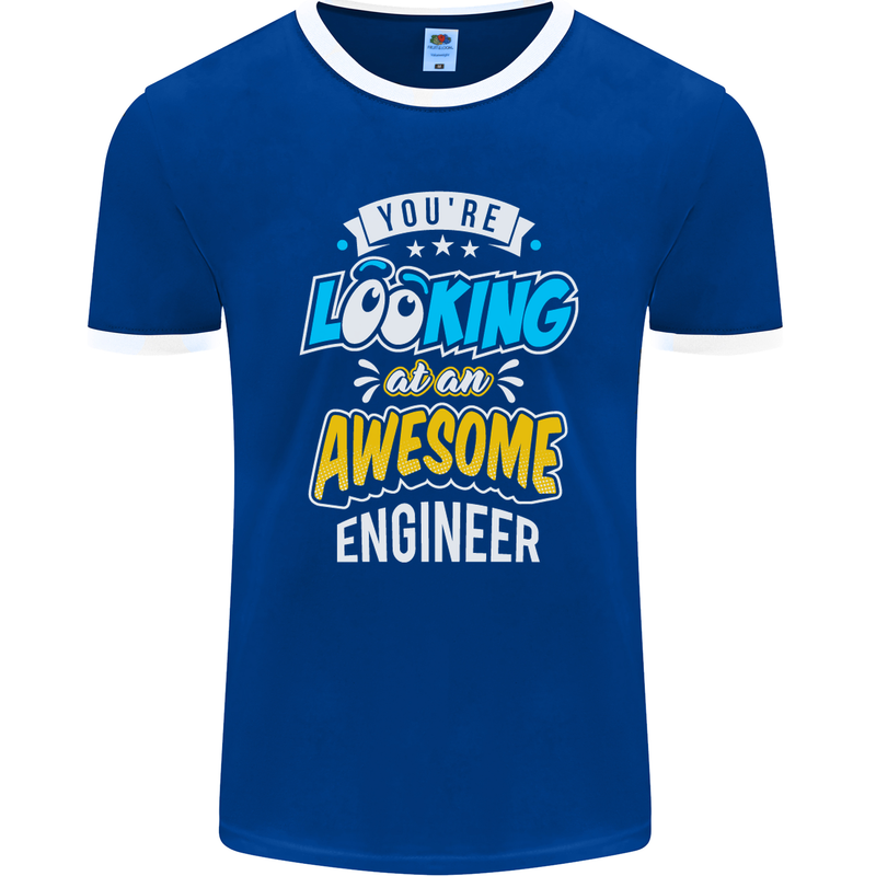 At an Awesome Engineer Mens Ringer T-Shirt FotL Royal Blue/White