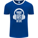 Music Is My Escape From B/S in Life Dance Mens Ringer T-Shirt FotL Royal Blue/White