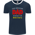 Personalised This Awesome Dad Belongs to Mens Ringer T-Shirt FotL Navy Blue/White