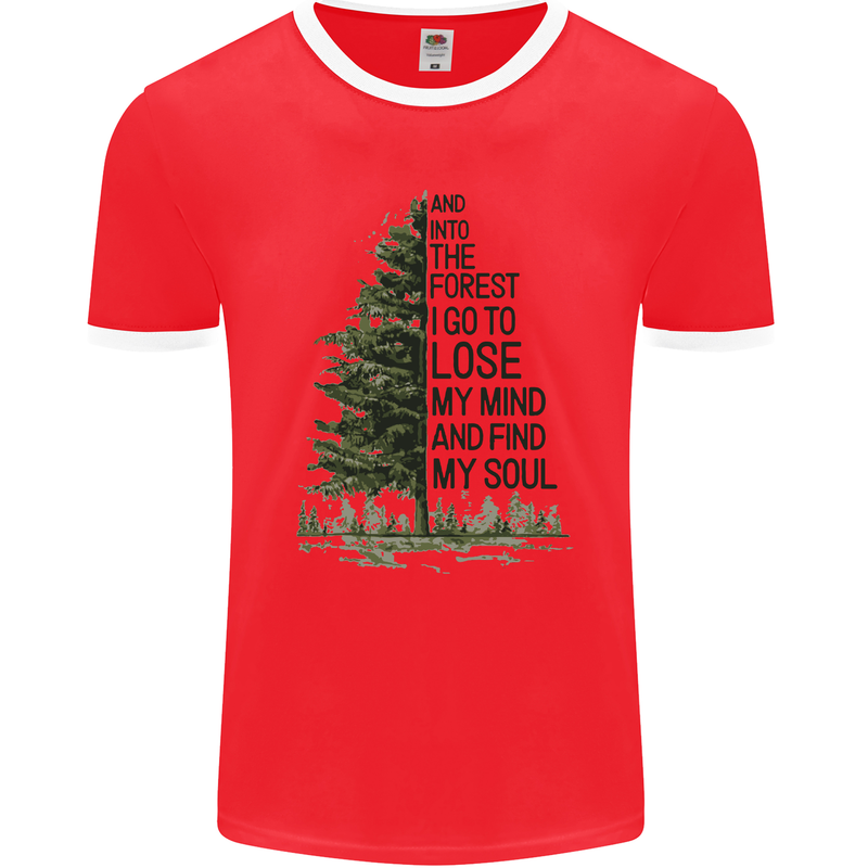 Into the Forest Outdoors Trekking Hiking Mens Ringer T-Shirt FotL Red/White
