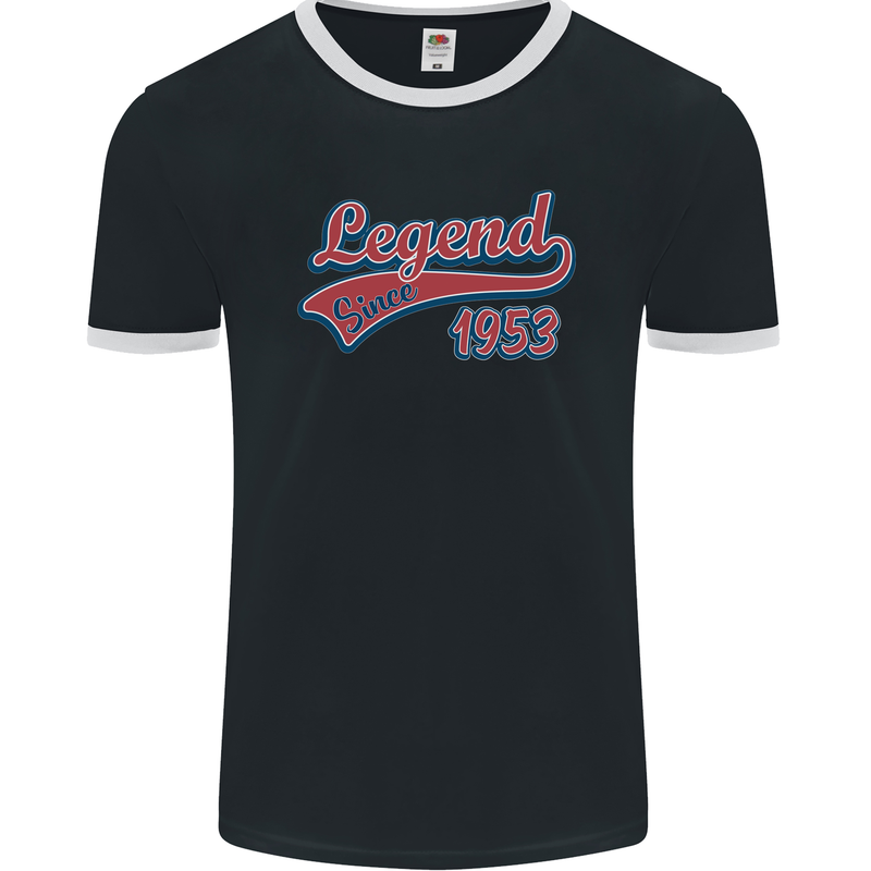 Legend Since 70th Birthday 1953 Mens Ringer T-Shirt FotL Black/White