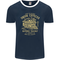 Railway Train Trainspotter Trianspotting Mens Ringer T-Shirt FotL Navy Blue/White