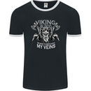 Viking Blood Odin Valhalla Norse Mythology Mens Ringer T-Shirt FotL Black/White