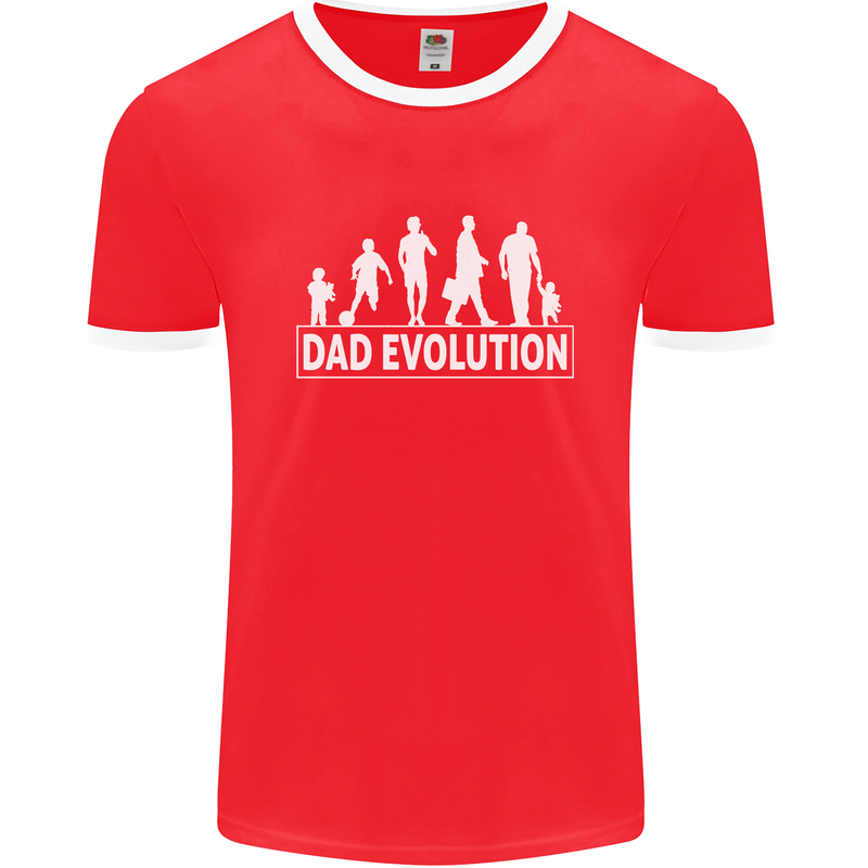 Dad Evolution Fathers Day Mens Ringer T-Shirt FotL Red/White