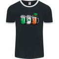 St Patricks Day Beer USA Irish Funny Mens Ringer T-Shirt FotL Black/White