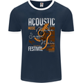 Acoustic Music Country & Western Guitar Mens Ringer T-Shirt FotL Navy Blue/White