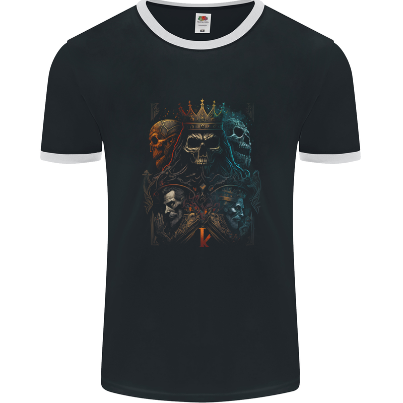 King of Kings Gothic Skull Heavy Metal Rock Mens Ringer T-Shirt FotL Black/White